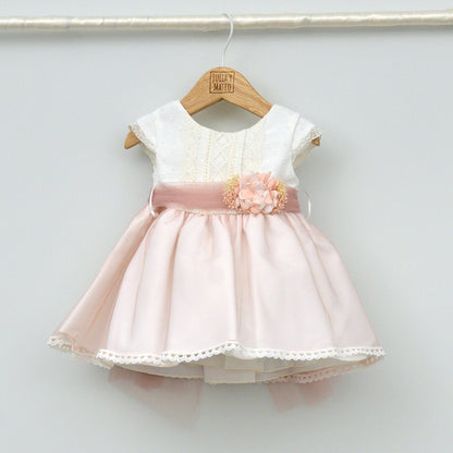 Vestido Bautizo y Ceremonia bebés Valeria con adorno floral