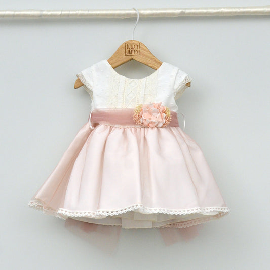 Vestido Bautizo y Ceremonia bebés Valeria con adorno floral