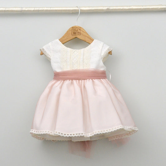 vestido bautizo niña con tul rosa