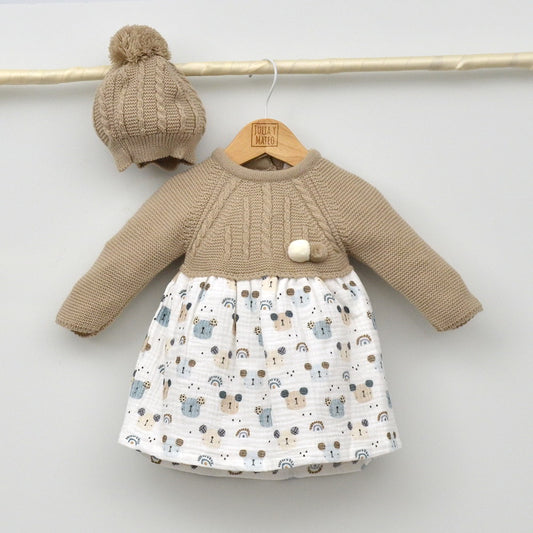 Vestido bebe California con gorrito