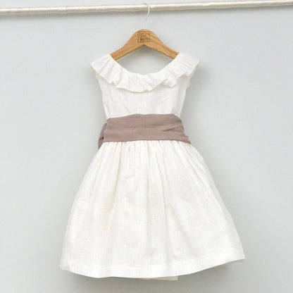 Vestido niña Emma con fajín de lino
