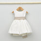 vestido bautizo niña traje arras ceremonia bebes 3,4,6,9,12,14,15,18,20,24,meses , 1,2,3,años, estilo clasico hecho en españa, adorno floral, fajin lino en arena, moderno, elegante