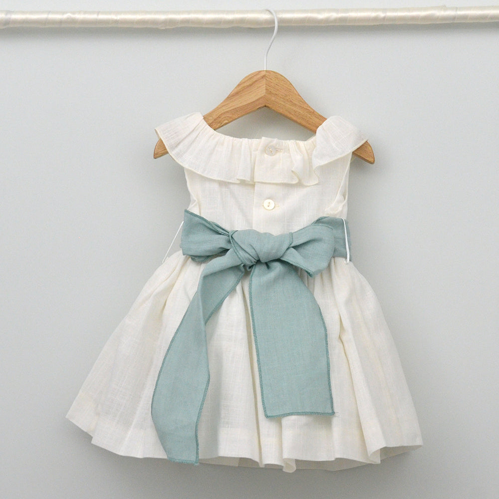 Vestido bebés Emma con fajín de lino