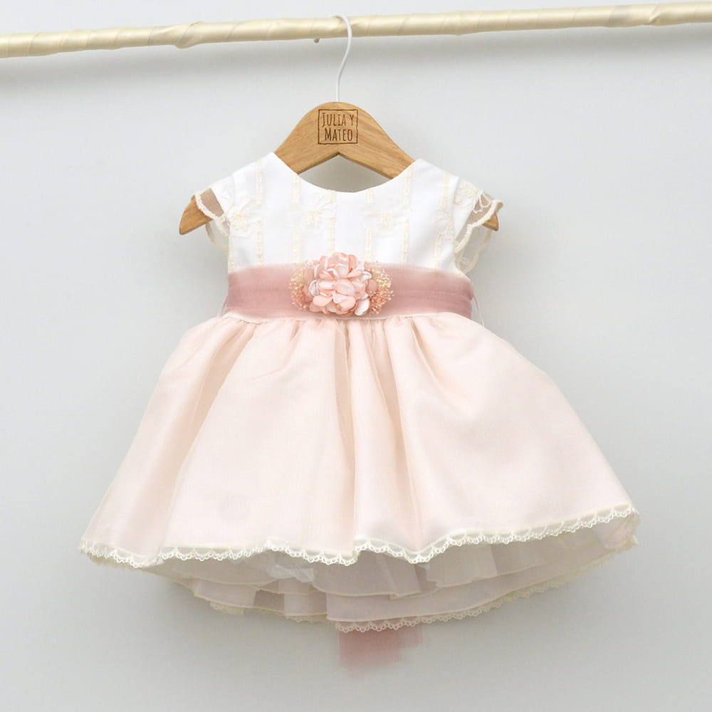 Vestido niña tul Catalina con adorno floral