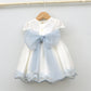vestido bordado ceremonia bautizo arras niñas fajin flores azul tienda online trajes eventos bodas niñas pajes bebes Amaya Mayoral
