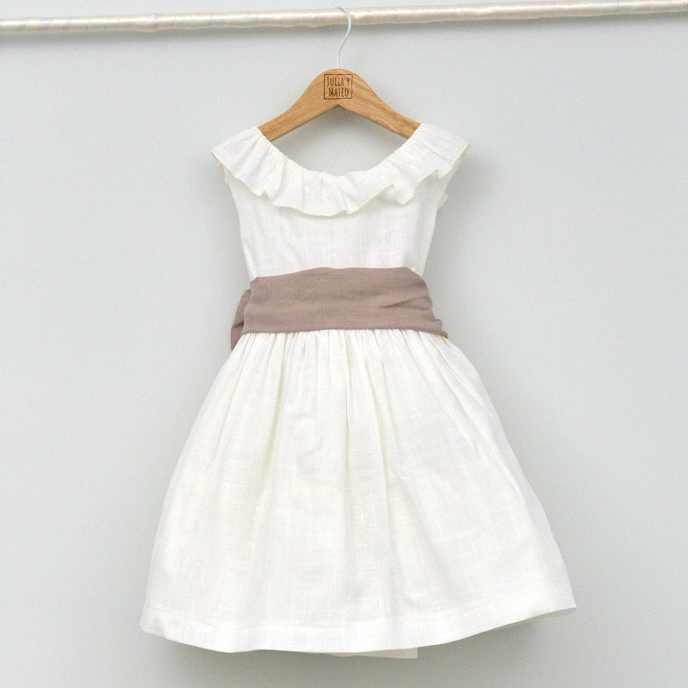 Vestido niña Emma con fajín de lino