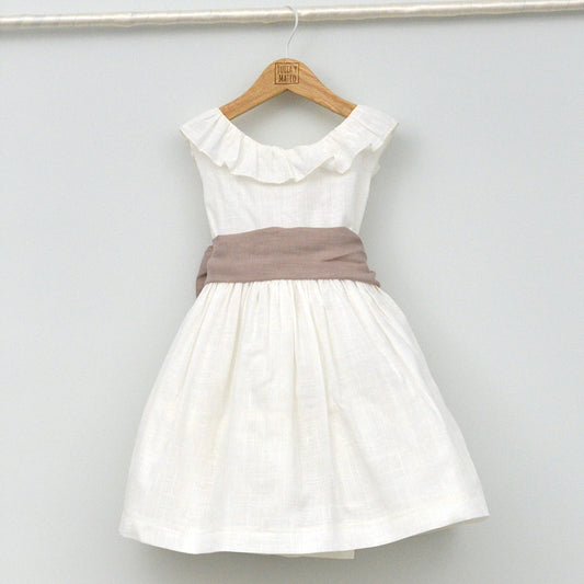 Vestido niña Emma con fajín de lino