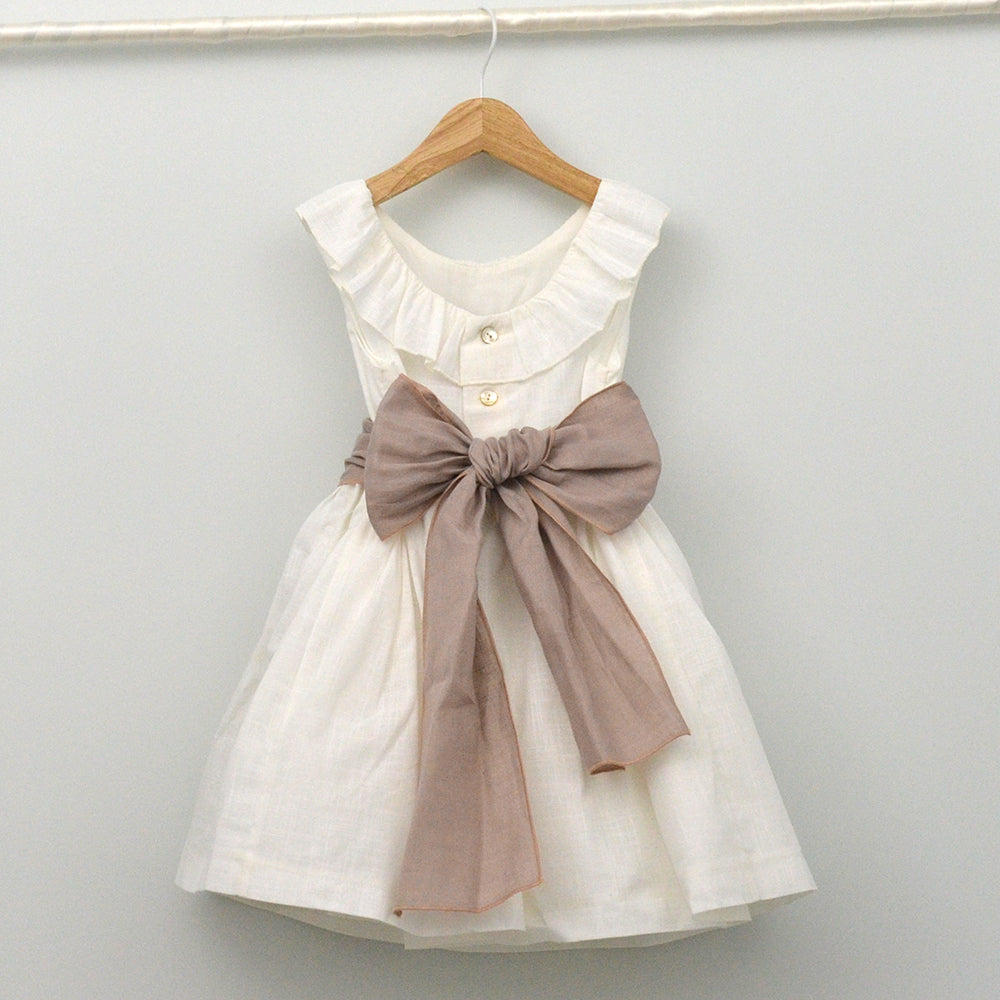 Vestido niña Emma con fajín de lino