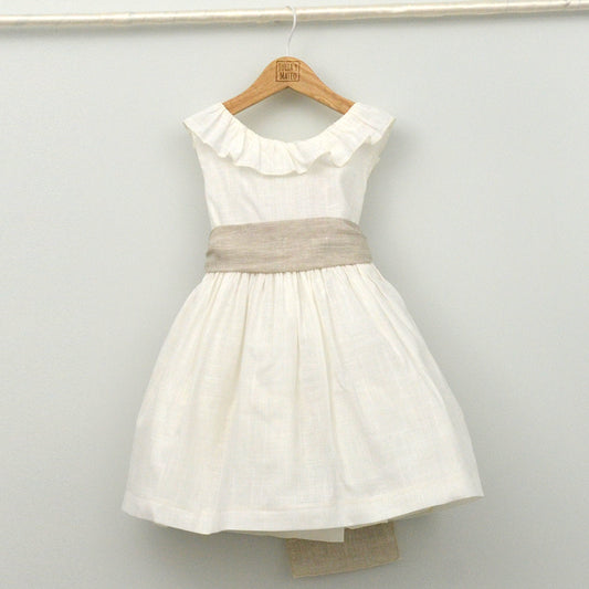 Vestido niña Emma con fajín de lino
