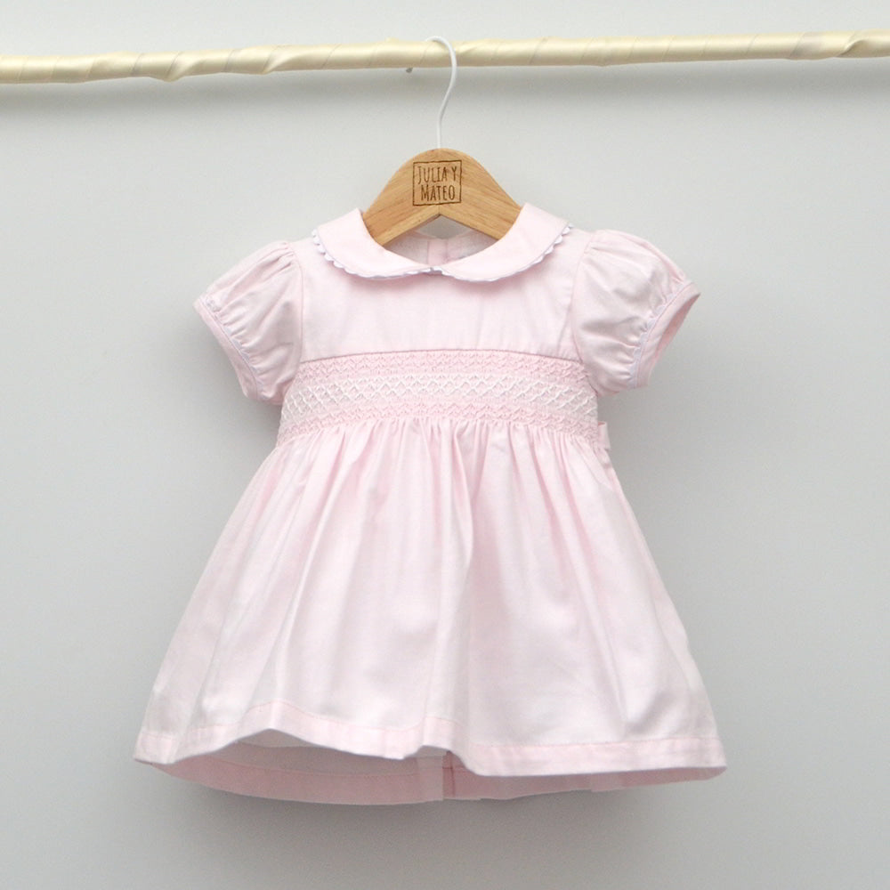 vestido vestir niñas bebes rosa nido de abeja tienda online ropa vestir clasica