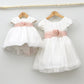 vestido ceremonia niña 2,3,4,5,6 años, fajin rosa, adorno floral tienda online ropa de ceremonia y eventos Amaya mayoral lilus