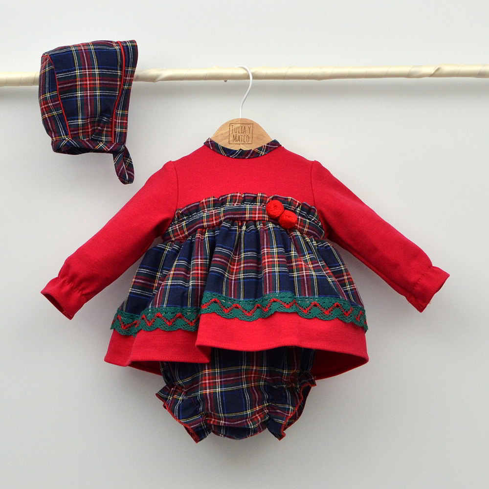 Vestidos capota navidad niñas jesusitos vestir fiestas bebes ropa online para conjuntar a hermanos a juego hecho en españa tartan rojo cuadors escoceses  doña carmen mayoral