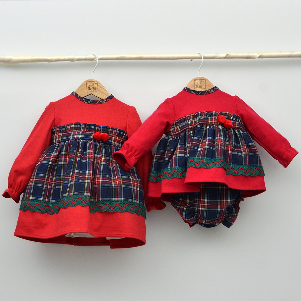 Vestidos capota navidad niñas jesusitos vestir fiestas bebes ropa online para conjuntar a hermanos a juego hecho en españa tartan rojo cuadors escoceses doña carmen mayoral