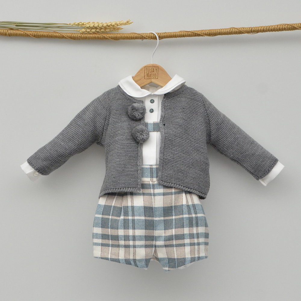 chaquetas de punto vestir niñas niños invierno pompones gris rebecas