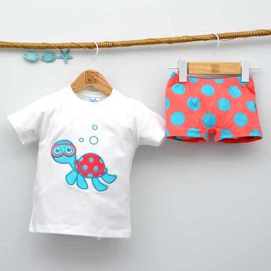 conjunto de baño bebe niño bañador y camiseta con encanto tienda doña carmen bañadores para 6 m, 12, 18, 24 y 36 meses niños