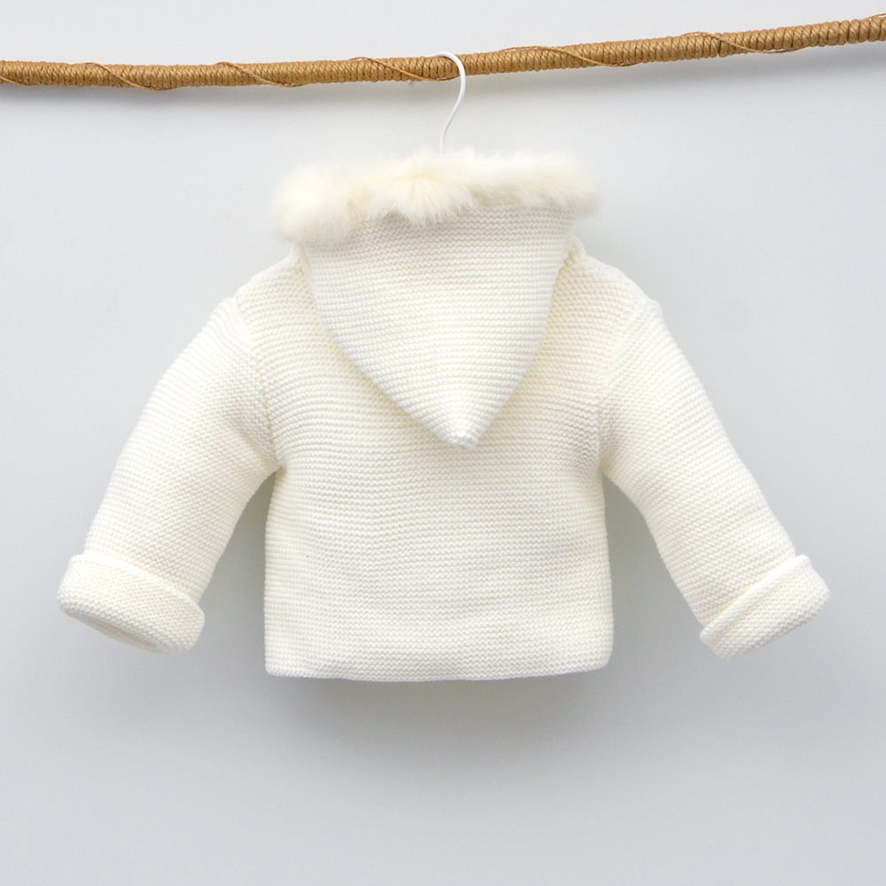 chaqueton niño punto doble crudo pelo natural trenka invierno bebes doña carmen mayoral bautizo