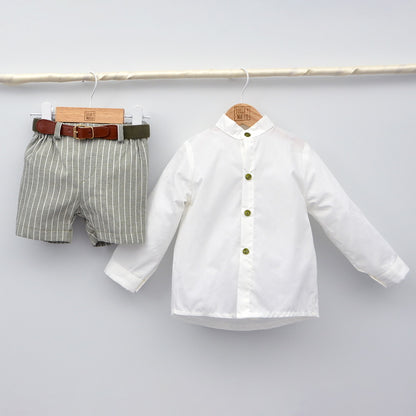 Conjunto niño Paris con camisa y pantalón con cinturón