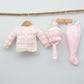 conjunto 3 piezas punto niñas invierno clasico rosa canastillas hechas en españa trajes para salir del hospital primeras puestas regalos recien nacidos