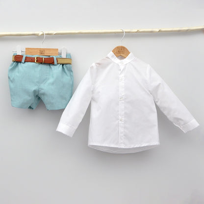Conjunto Niño Santander con camisa y pantalón con cinturón
