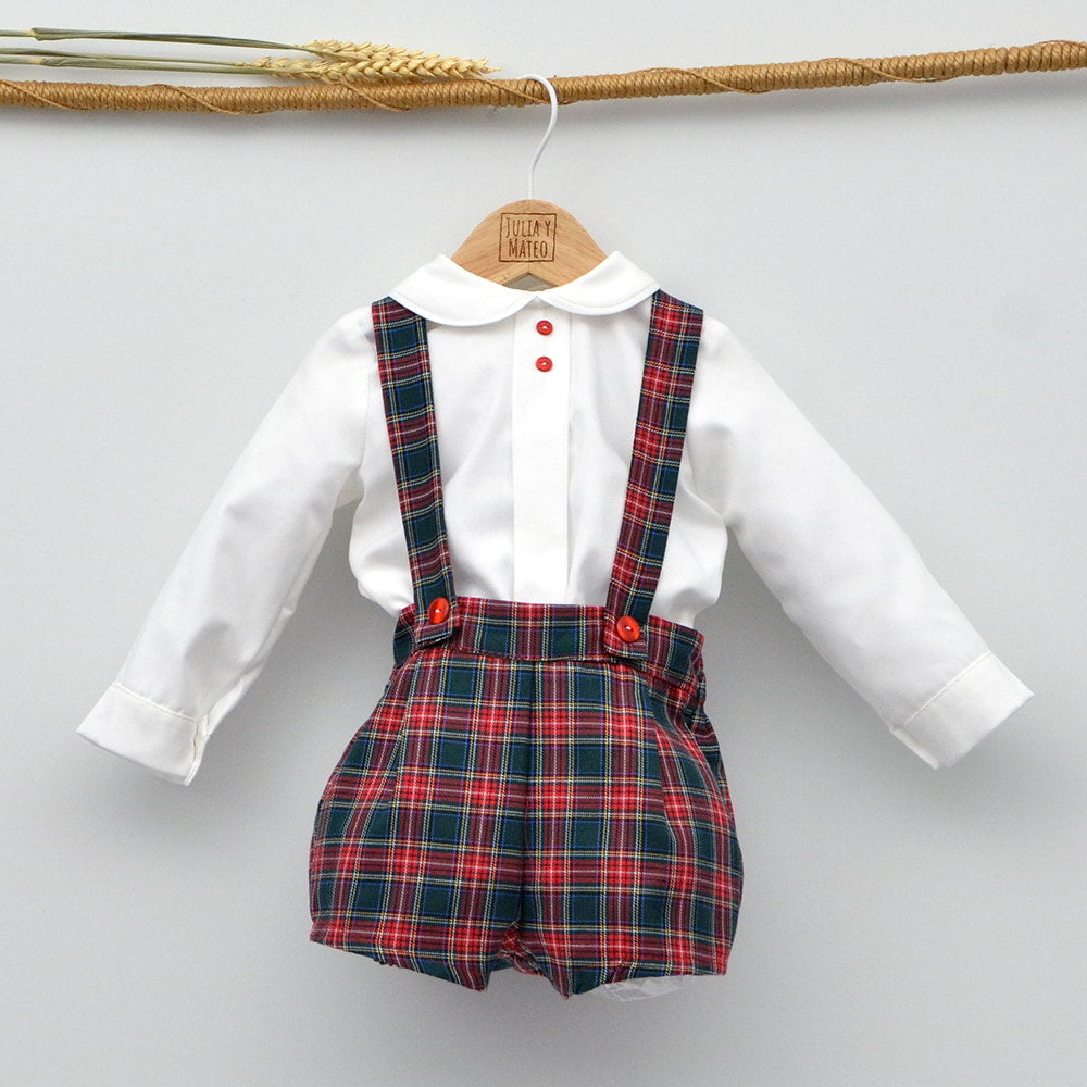 conjunto vestir niño navidad rojo cuadros escoceses
