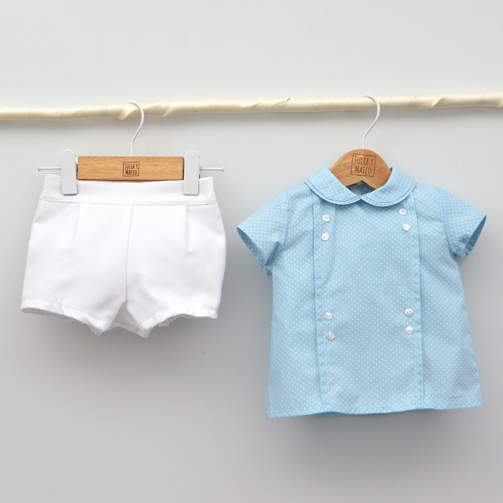 conjunto vestir bebes niños clasico pantalon pique blanco hecho en españa vestir hermanos iguales doña carmen mayoral