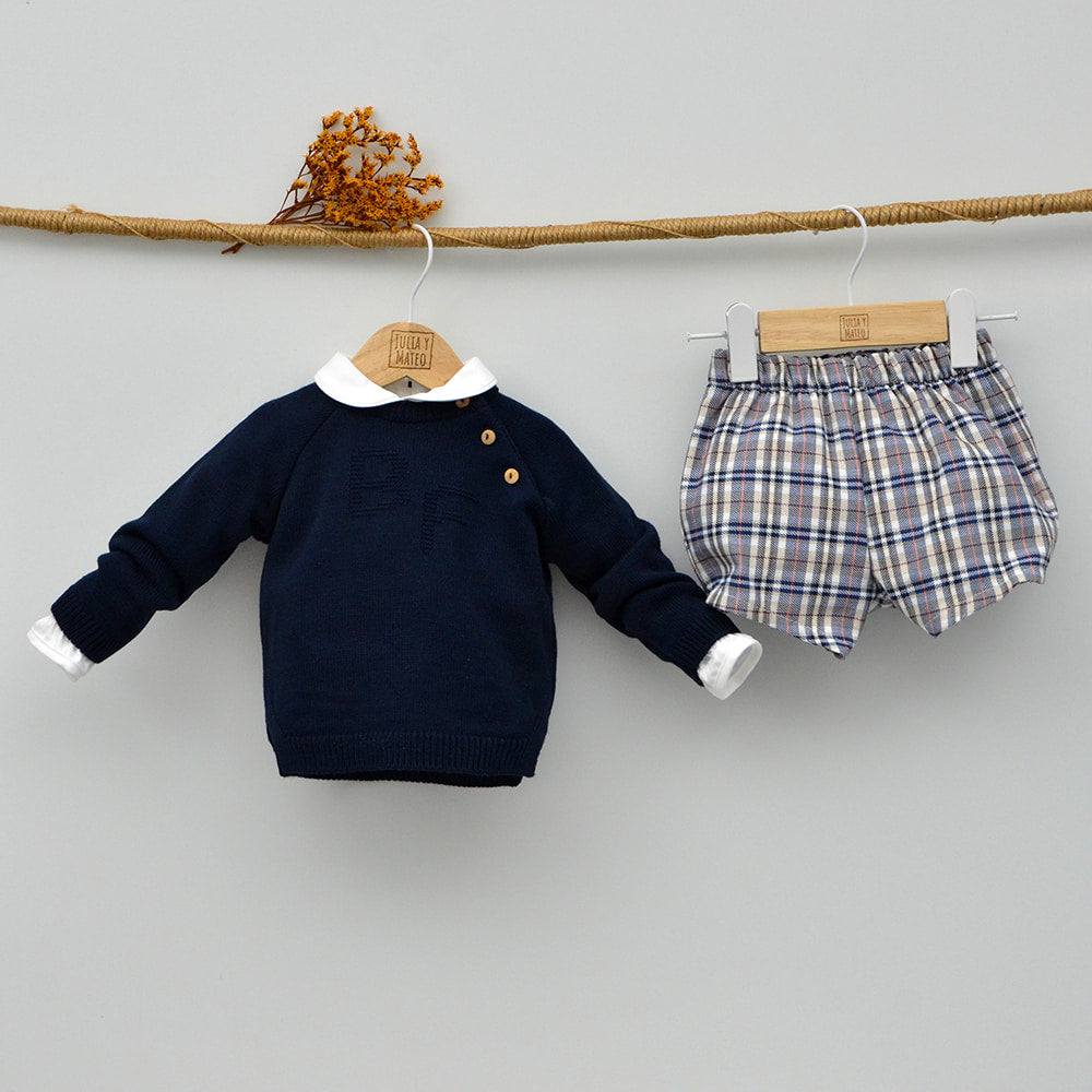 conjunto vestir niño 3 piezas cuadros escoceses jersey doña carmen mayoral