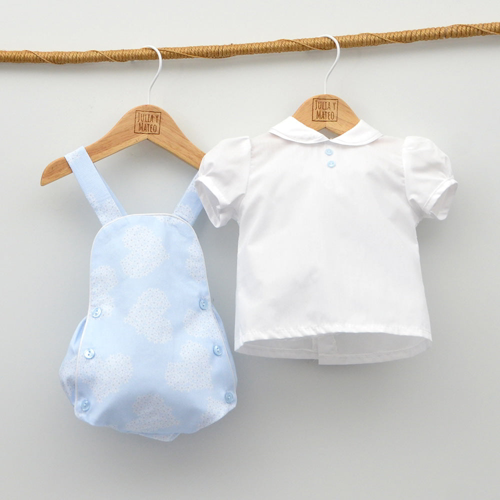 conjunto vestir niño pique ropa clasica bebes azul celeste hecho en españa