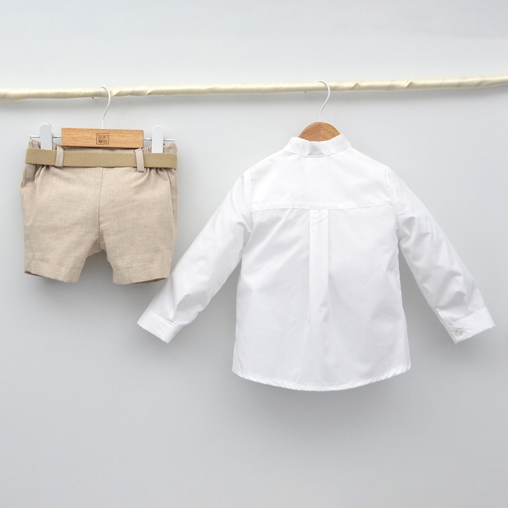 Conjunto Niño Capri con camisa y pantalón lino con cinturón