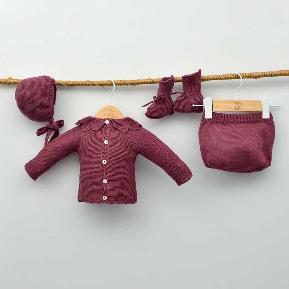 conjuntos de punto con culotte, patucos, jersey y capota doña carmen vestir niña hecho en españa