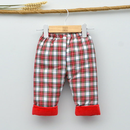 conjuntos niños navidad rojo cuadros escoceses tartan acolchados bebes