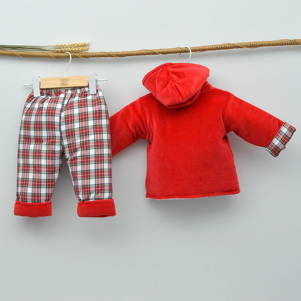 conjuntos niños navidad rojo cuadros escoceses tartan acolchados bebes