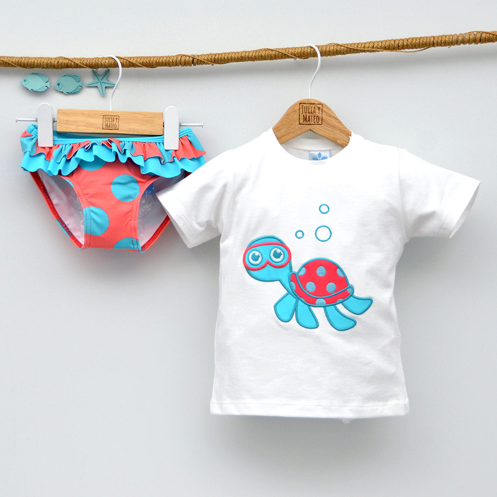 conjuntos de bañador y camiseta de bebes niños y niñas