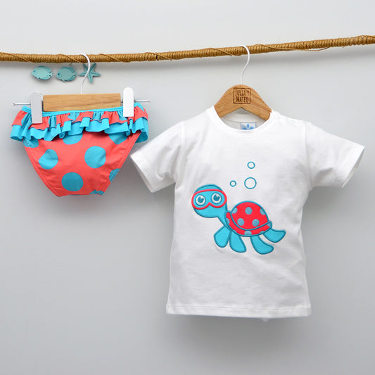 conjuntos bañadores bebes culetin niña camiseta a juego