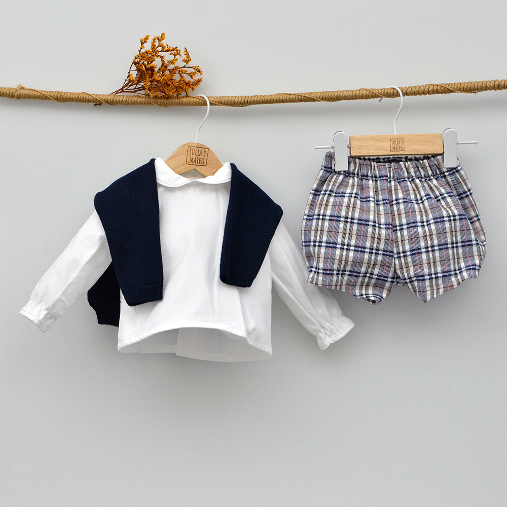 conjunto vestir niño 3 piezas cuadros escoceses jersey doña carmen mayoral