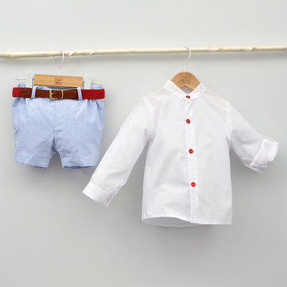Conjunto Niño Capri con camisa y pantalón con cinturón
