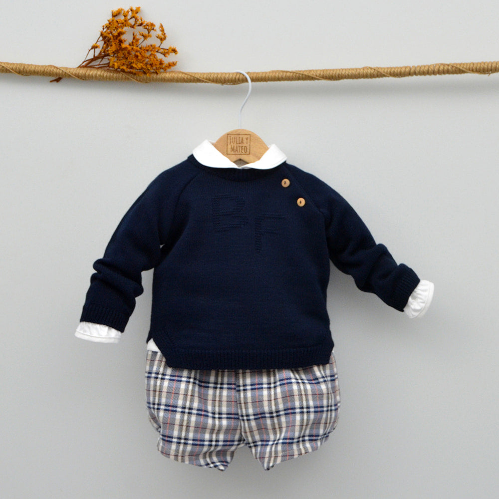 conjunto vestir niño 3 piezas cuadros escoceses jersey doña carmen mayoral