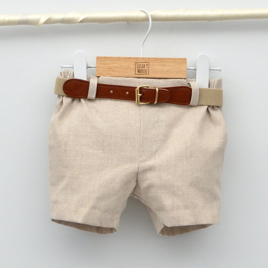 Conjunto Niño Capri con camisa y pantalón lino con cinturón