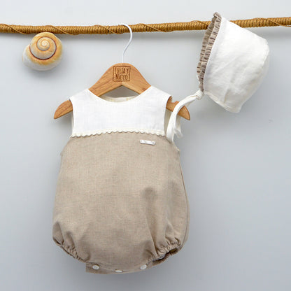 pelele ranita bautizo bebe niño traje de lino para ceremonia doña carmen