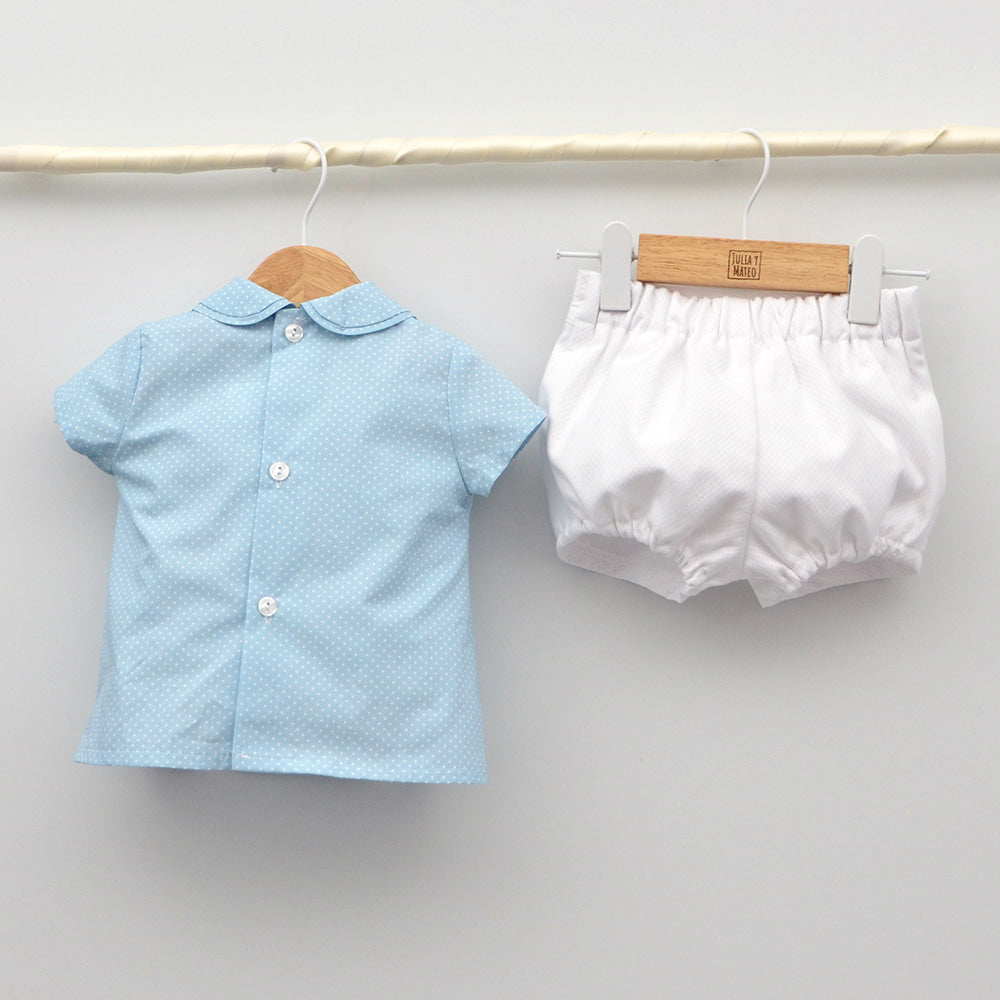 conjunto vestir bebes niños clasico pantalon pique blanco hecho en españa vestir hermanos iguales