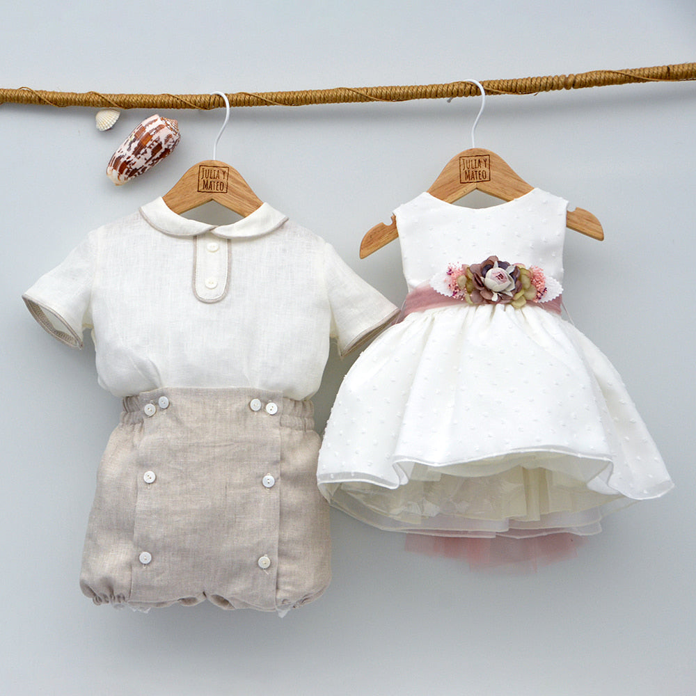 Vestido ceremonia Bebes niñas Trajes plumeti lazo – JuliayMateo