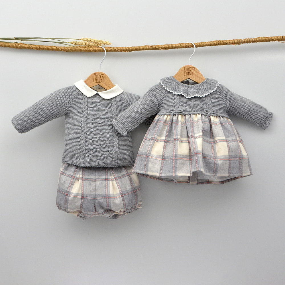 conjuntos vestir niños navidad cuadros escoceses tartan vestidos a juego para hermanas conjuntados