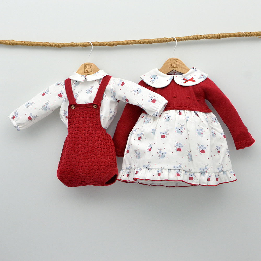 vestido vestir niña invierno combinado tela y punto Navidad eventos doña carmen mayoral hecho en españa